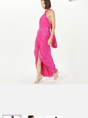 Halter Knot-Detail Maxi Dress in Fuchsia